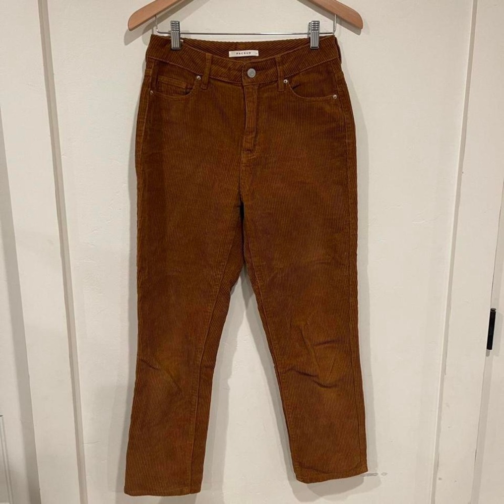 PacSun Brown Corduroy Jeans 90s Skater Baggy Straight Leg‎ Earthcore Grunge Y2K - Picture 2 of 8